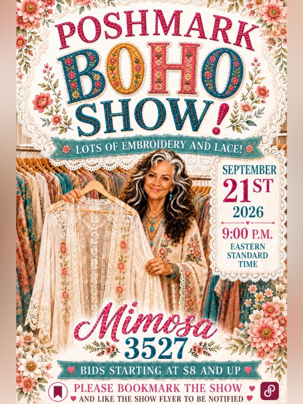 🌻🩷LIVE SHOW 9/21 TIME IS 9:00 PM EST!🥰🥳 Boho Cottagecore Embroidered Lace